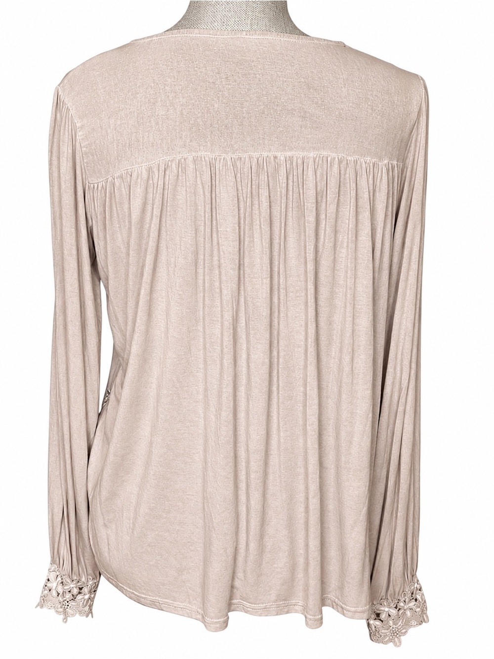 POL Floral Applique Blouse Embroidered Taupe Women's Top S - Picture 5 of 11